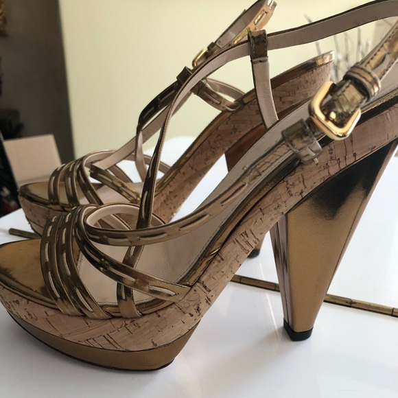 Prada Shoes - Gold Prada heels